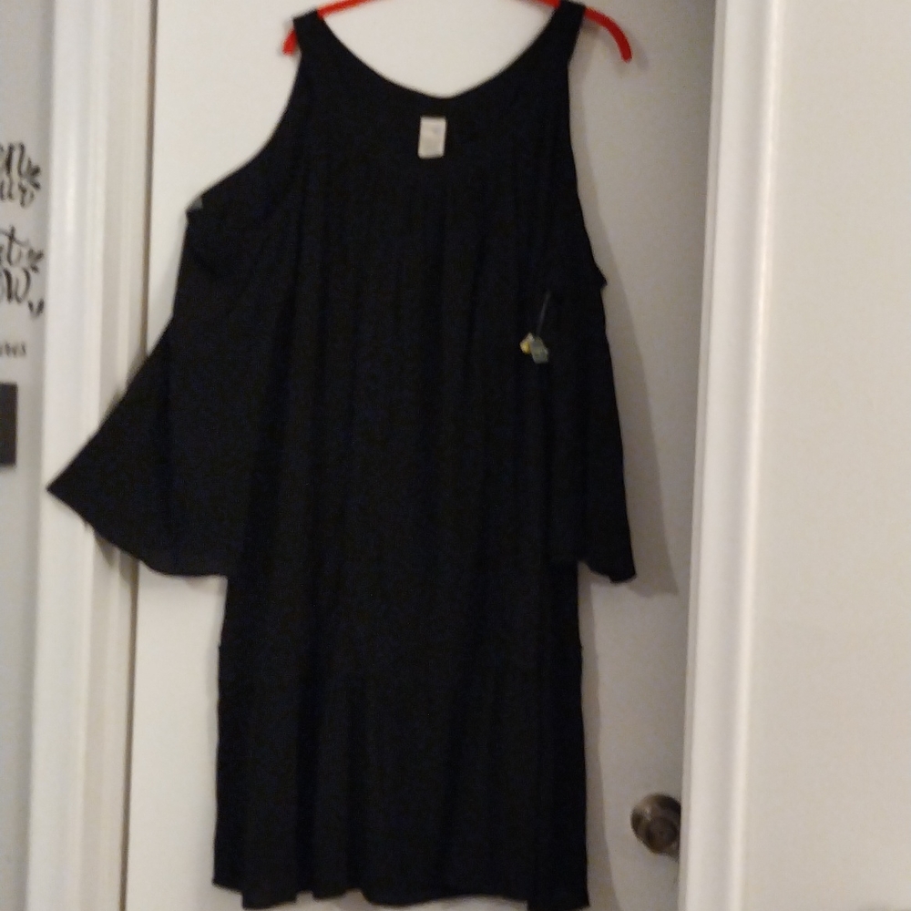 Black 2X Cold Shoulder Boho style dress